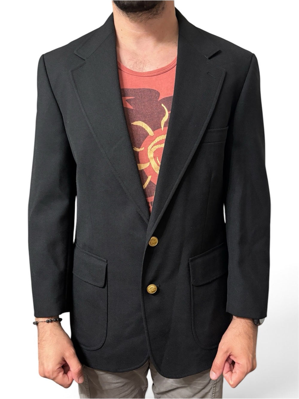 Andhurst Black Men’s Blazer with Gold Buttons. Size M